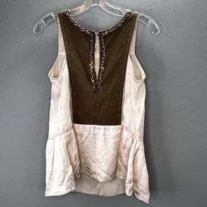 Dorothee Schumacher Sleeveless Top Chain Detail Beige Tan 1 XS Lagenlook Peplum